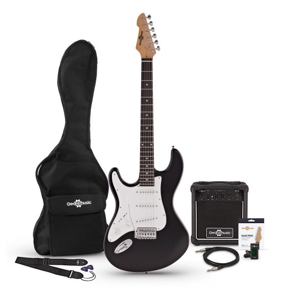 LA Left Handed Electric Guitar + Amp Pack Black 5060166240080 001EAMP-LH