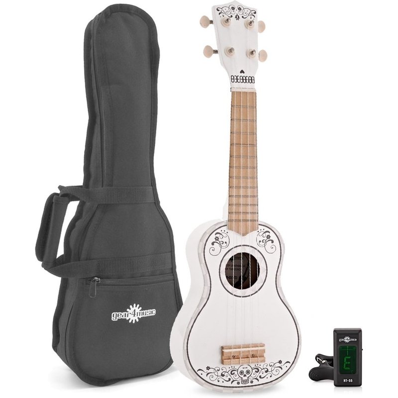 Soprano Beginner Ukulele Day Of The Dead by Gear4music with Gigbag