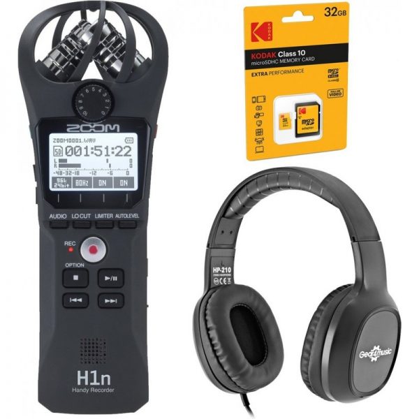 Zoom H1n Recorder Black with HP-210 Headphones and SD Card ZOOM-H1NHEADPHONESBUNDLE090121 4515260018260