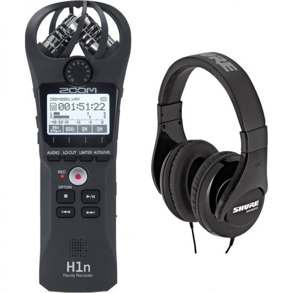 Zoom H1n Recorder Black with Shure SRH240A Headphones ZOOM-H1N-SRH240090121 4515260018260