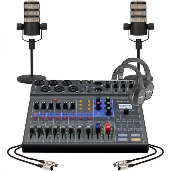 Zoom LiveTrak L-8 Podcasting Bundle with Rode PodMic L-8-PODMIC-2-PEOPLE090121 4515260021215