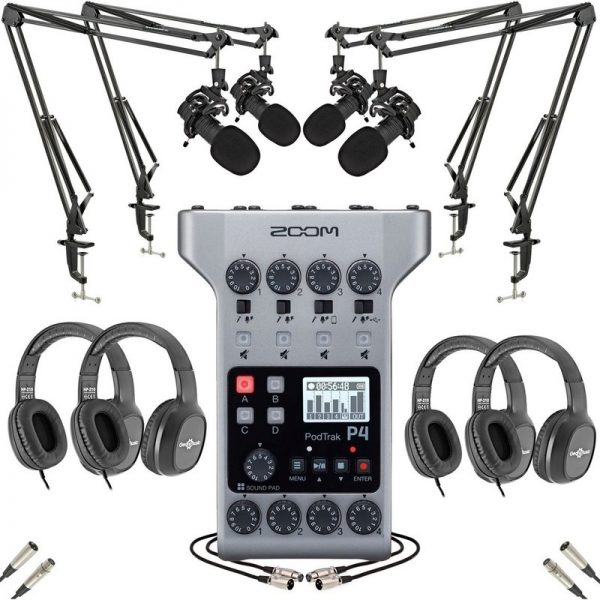 Zoom PodTrak P4 Podcasting Bundle with SubZero DB30 Microphones 317560-SZM-DB30-QUAD090121 4515260023493