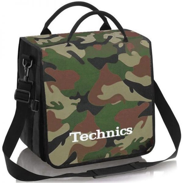 Technics Record Bag (Camo Green White Logo) TEC-CAM-GRE-WHT300322 4250267626161