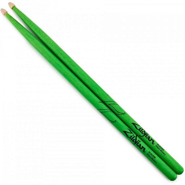 Zildjian 5A Acorn Tip Neon Green Drumsticks Z5AACDGG300322 642388318270