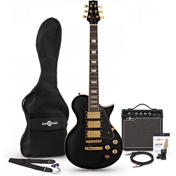 New Jersey Select Guitar by Gear4music + 15W Pack Beautiful Black EG-NJS-CBK-PACK 5055888832460